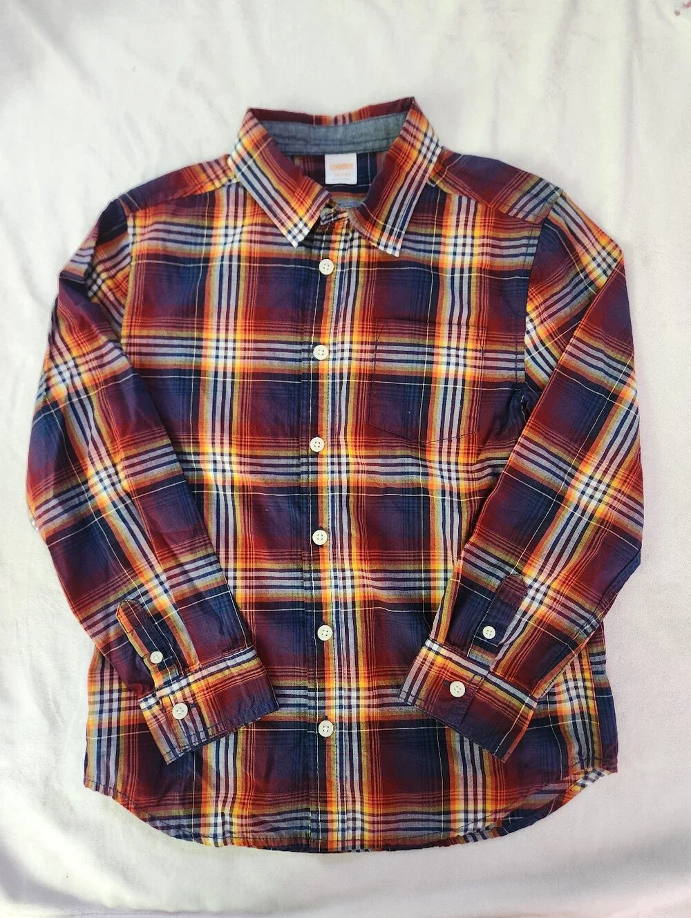 Gymboree Orange and Navy Plaid Long-Sleeve Button-Down Shirt